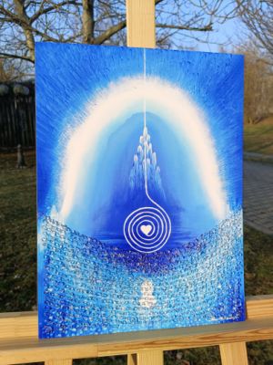 NITERNÉ ODPOVĚDI - TVOŘIVOST VII. - reprodukce obrazu - tisk na kvalitní grafický papír velikosti 30x40cm, v bílém rámu s vyšším profilem, ručně doplněn diamantovými křišťály