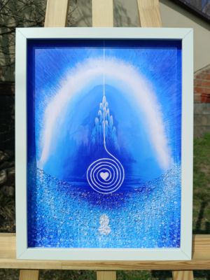 NITERNÉ ODPOVĚDI - TVOŘIVOST VII. - reprodukce obrazu - tisk na kvalitní grafický papír velikosti 30x40cm, v bílém rámu s vyšším profilem, ručně doplněn diamantovými křišťály