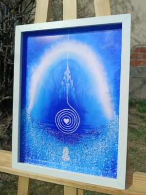 NITERNÉ ODPOVĚDI - TVOŘIVOST VII. - reprodukce obrazu - tisk na kvalitní grafický papír velikosti 30x40cm, v bílém rámu s vyšším profilem, ručně doplněn diamantovými křišťály