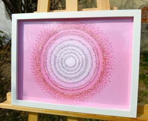 JSI ÚŽASNÁ ... DĚKUJI, ŽE JSI - reprodukce obrazu - tisk na kvalitní grafický papír velikosti 30x40cm, v bílém rámu s vyšším profilem, ručně doplněn diamantovými křišťály