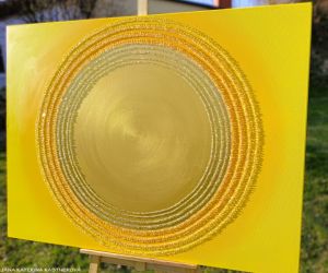 ... SLUNCE IX . ... - original, plátno 130x100cm, akryl s diamantovými křišťály