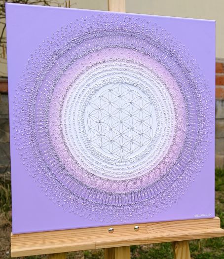 ... HOJNOST - VDĚČNOST A PŘIJETÍ VII. ... - original, plátno 50x50cm, akryl s diamantovými křišťály