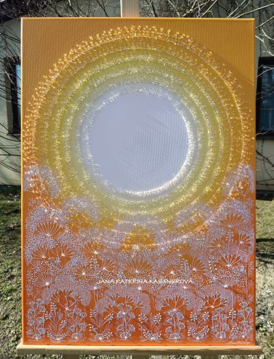 OBRAZ NA PŘÁNÍ pro paní Pavlínku a její rodinu ... MÍSTO SÍLY – CHCI ZASE VĚŘIT a PŘESTAT SE BÁT V. ... - original, 50x70cm, akryl s diamantovými křišťály