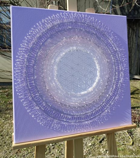 OBRAZ NA PŘÁNÍ pro paní Pavlínku a rodinu ... HOJNOST - VDĚČNOST A PŘIJETÍ VI. ... - original, plátno 50x50cm, akryl s diamantovými křišťály