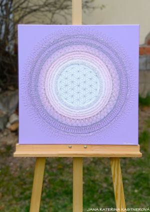 OBRAZ NA PŘÁNÍ pro paní Pavlínku a rodinu ... HOJNOST - VDĚČNOST A PŘIJETÍ VI. ... - original, plátno 50x50cm, akryl s diamantovými křišťály