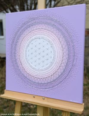 OBRAZ NA PŘÁNÍ pro paní Pavlínku a rodinu ... HOJNOST - VDĚČNOST A PŘIJETÍ VI. ... - original, plátno 50x50cm, akryl s diamantovými křišťály