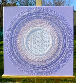 OBRAZ NA PŘÁNÍ pro paní Pavlínku a rodinu ... HOJNOST - VDĚČNOST A PŘIJETÍ VI. ... - original, plátno 50x50cm, akryl s diamantovými křišťály