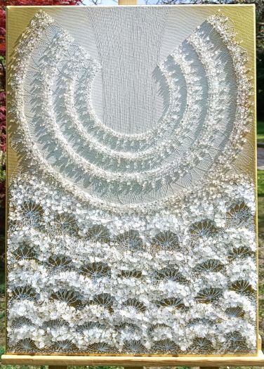 ... ZLATÝ ANDĚL - HOJNOST II. ... - original, plátno 50x70cm, akryl s diamantovými křišťály