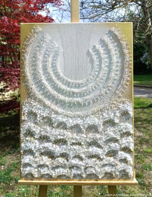 ... ZLATÝ ANDĚL - HOJNOST II. ... - original, plátno 50x70cm, akryl s diamantovými křišťály