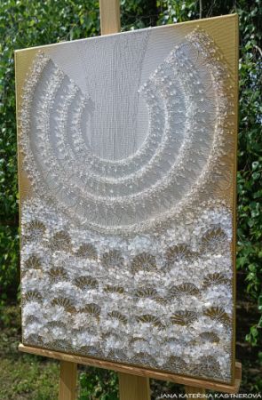 ... ZLATÝ ANDĚL - HOJNOST II. ... - original, plátno 50x70cm, akryl s diamantovými křišťály