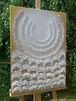 ... ZLATÝ ANDĚL - HOJNOST II. ... - original, plátno 50x70cm, akryl s diamantovými křišťály