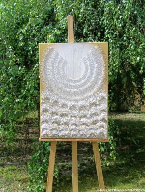 ... ZLATÝ ANDĚL - HOJNOST II. ... - original, plátno 50x70cm, akryl s diamantovými křišťály