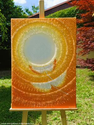 … SPLYNUTÍ DUŠÍ XXXIII. … - original, plátno 50x70cm, akryl s diamantovými křišťály