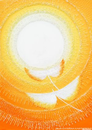 … SPLYNUTÍ DUŠÍ XXXIII. … - original, plátno 50x70cm, akryl s diamantovými křišťály