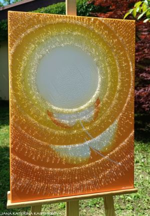 … SPLYNUTÍ DUŠÍ XXXIII. … - original, plátno 50x70cm, akryl s diamantovými křišťály