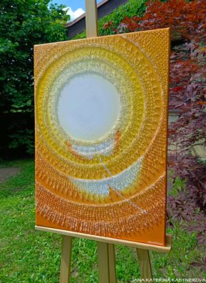 … SPLYNUTÍ DUŠÍ XXXIII. … - original, plátno 50x70cm, akryl s diamantovými křišťály