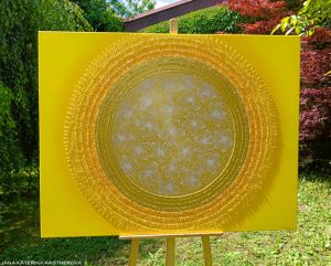 … SLUNCE – KRÁSNÝ ŽIVOT JE TVÝM POSLÁNÍM … - original, plátno 130x100cm, technika akryl s diamantovými křišťály