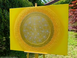 … SLUNCE – KRÁSNÝ ŽIVOT JE TVÝM POSLÁNÍM … - original, plátno 130x100cm, technika akryl s diamantovými křišťály