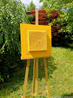 … SLUNEČNÍ LABYRINT …  (cyklus MINIMALISTICKÝ DESIGN) - plátno 50x50cm, akryl s diamantovými křišťály