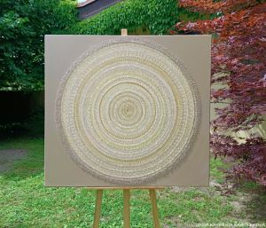 … KÁVIČKOVÁ MANDALA LATTÉ – PŘÁNÍ … - original, plátno 100x110cm, akryl s diamantovými křišťály