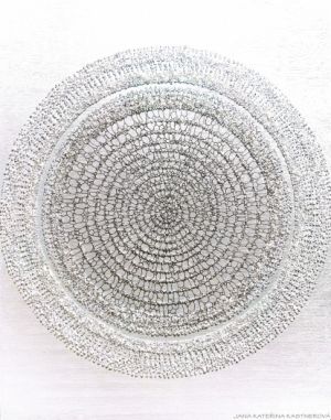 ... DESIGN - MINIMALISMUS - STŘÍBRNÁ II. ... - original, plátno 90x70cm, akryl s diamantovými křišťály