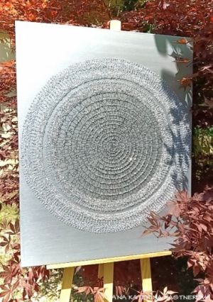 ... DESIGN - MINIMALISMUS - STŘÍBRNÁ II. ... - original, plátno 90x70cm, akryl s diamantovými křišťály