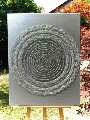 ... DESIGN - MINIMALISMUS - STŘÍBRNÁ II. ... - original, plátno 90x70cm, akryl s diamantovými křišťály