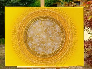 … SLUNCE – KRÁSNÝ ŽIVOT JE TVÝM POSLÁNÍM III. … - original, plátno 80x60cm, technika akryl s diamantovými křišťály