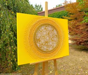 … SLUNCE – KRÁSNÝ ŽIVOT JE TVÝM POSLÁNÍM III. … - original, plátno 80x60cm, technika akryl s diamantovými křišťály