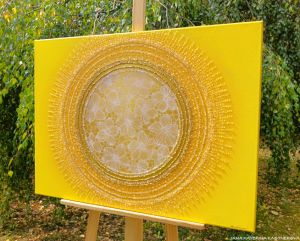 … SLUNCE – KRÁSNÝ ŽIVOT JE TVÝM POSLÁNÍM III. … - original, plátno 80x60cm, technika akryl s diamantovými křišťály