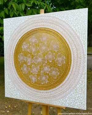 … RYTMUS V ORNAMENTU … - original, plátno 95x95cm, technika akryl s diamantovými křišťály