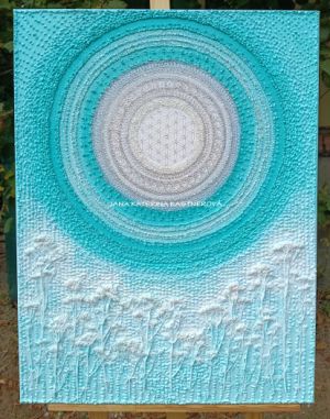 ... TYRKYSOVÁ KRAJINA ... - original, plátno 80x60cm, akryl s diamantovými křišťály, zahradními bylinkami (dobro-mysl)