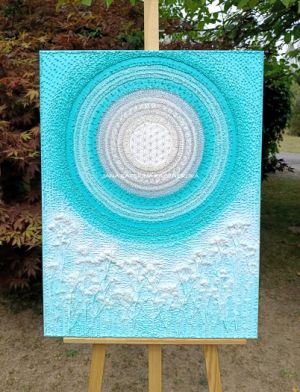 ... TYRKYSOVÁ KRAJINA ... - original, plátno 80x60cm, akryl s diamantovými křišťály, zahradními bylinkami (dobro-mysl)