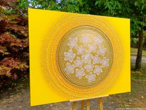 … SLUNCE – KRÁSNÝ ŽIVOT JE TVÝM POSLÁNÍM II. … - original, plátno 130x100cm, akryl s diamantovými křišťály