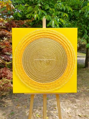 … SLUNCE - KELTSKÉ TRISKELE … - original, plátno 80x80cm, technika akryl s diamantovými křišťály