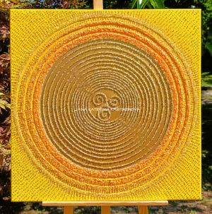 ... SLUNCE - SYMBOL ŠTĚSTÍ - KELTSKÉ TRISKELE ... - original, plátno 80x80cm, technika akryl s diamantovými křišťály