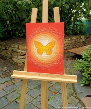 ... KOUZELNÝ MOTÝLÍ SVĚT – LEHKOST ... - original, sololit 30x40cm, akryl s diamantovými křišťály, nerámováno