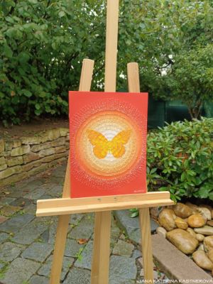 ... KOUZELNÝ MOTÝLÍ SVĚT – LEHKOST ... - original, sololit 30x40cm, akryl s diamantovými křišťály, nerámováno