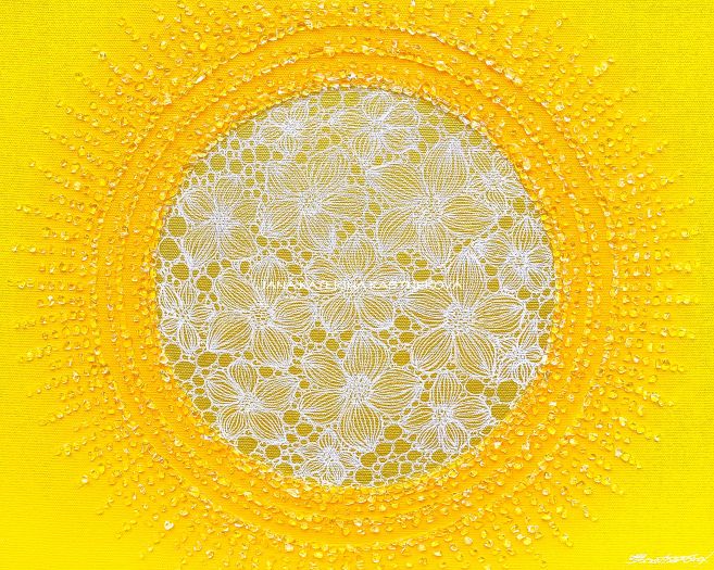 … SLUNCE – KRÁSNÝ ŽIVOT JE TVÝM POSLÁNÍM IV. … - original, sololit 30x40cm, akryl s diamantovými křišťály, nerámováno