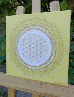 OBRAZ NA PŘÁNÍ PRO PANA MICHALA  ... MANDALA - RADOSTNICE SLUNEČNÍ II. ... - original, plátno 30x30cm, akryl s diamantovými křišťály