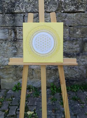 OBRAZ NA PŘÁNÍ PRO PANA MICHALA  ... MANDALA - RADOSTNICE SLUNEČNÍ II. ... - original, plátno 30x30cm, akryl s diamantovými křišťály
