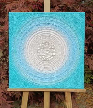 … TYRKYSOVÁ MANDALA S KŘIŠŤÁLY … - original, plátno 50x50cm, technika akryl s diamantovými křišťály různých velikostí