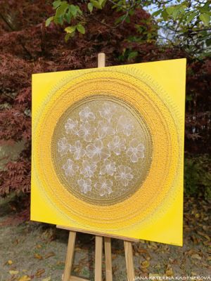 … SLUNCE – KRÁSNÝ ŽIVOT JE TVÝM POSLÁNÍM V. ... - original,plátno 95x95cm, akryl s diamantovými křišťály