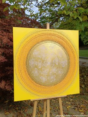 … SLUNCE – KRÁSNÝ ŽIVOT JE TVÝM POSLÁNÍM V. ... - original,plátno 95x95cm, akryl s diamantovými křišťály