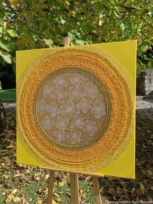 … SLUNCE – KRÁSNÝ ŽIVOT JE TVÝM POSLÁNÍM V. ... - original,plátno 95x95cm, akryl s diamantovými křišťály