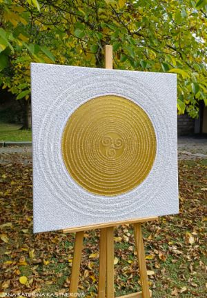 ... KELTSKÉ TRISKELE – ZLATÁ ... - original, plátno 80x80cm, technika akryl s diamantovými křištály