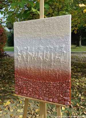 … MOTIV PŘÍRODY – ZEMITÁ HNĚDÁ … - original, plátno 60x80cm, akryl s diamantovými křišťály, pískovými kameny a bylinkami