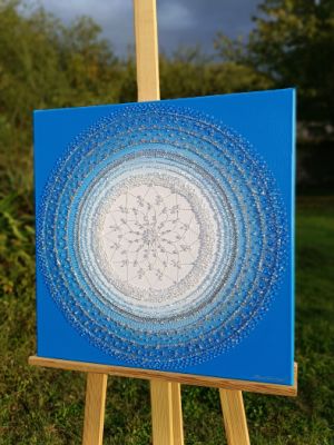 ... MANDALA - KRÁLOVSKÁ MODRÁ ... - original, plátno 50x50cm, akryl s diamantovými křišťály