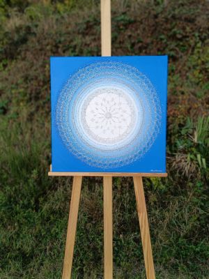 ... MANDALA - KRÁLOVSKÁ MODRÁ ... - original, plátno 50x50cm, akryl s diamantovými křišťály